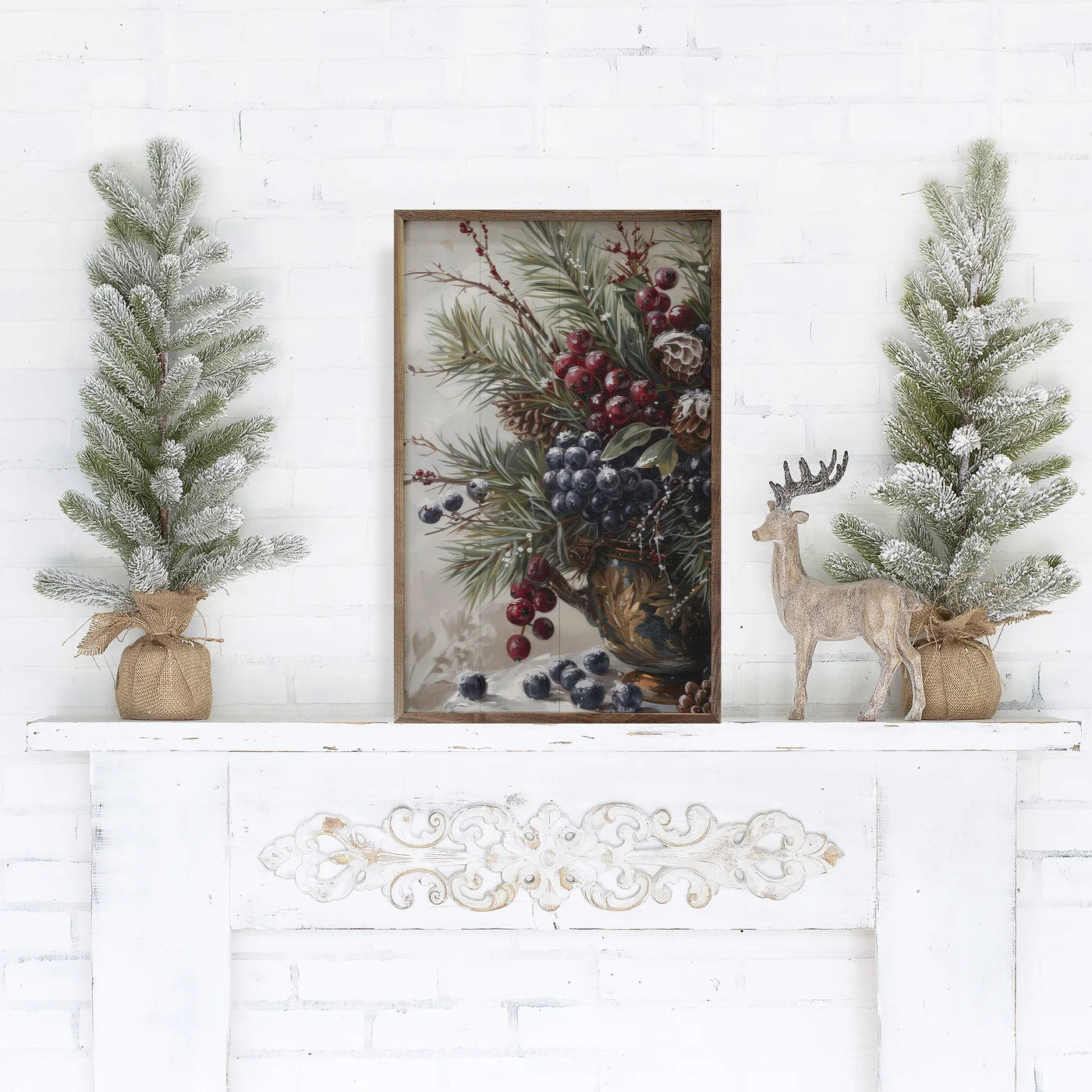 Winterberry Mix Wood Framed Print