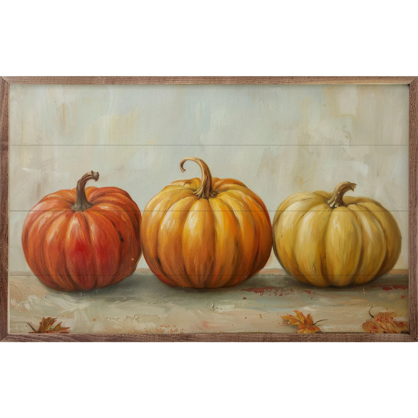 Pumpkin Trio Wood Framed Print