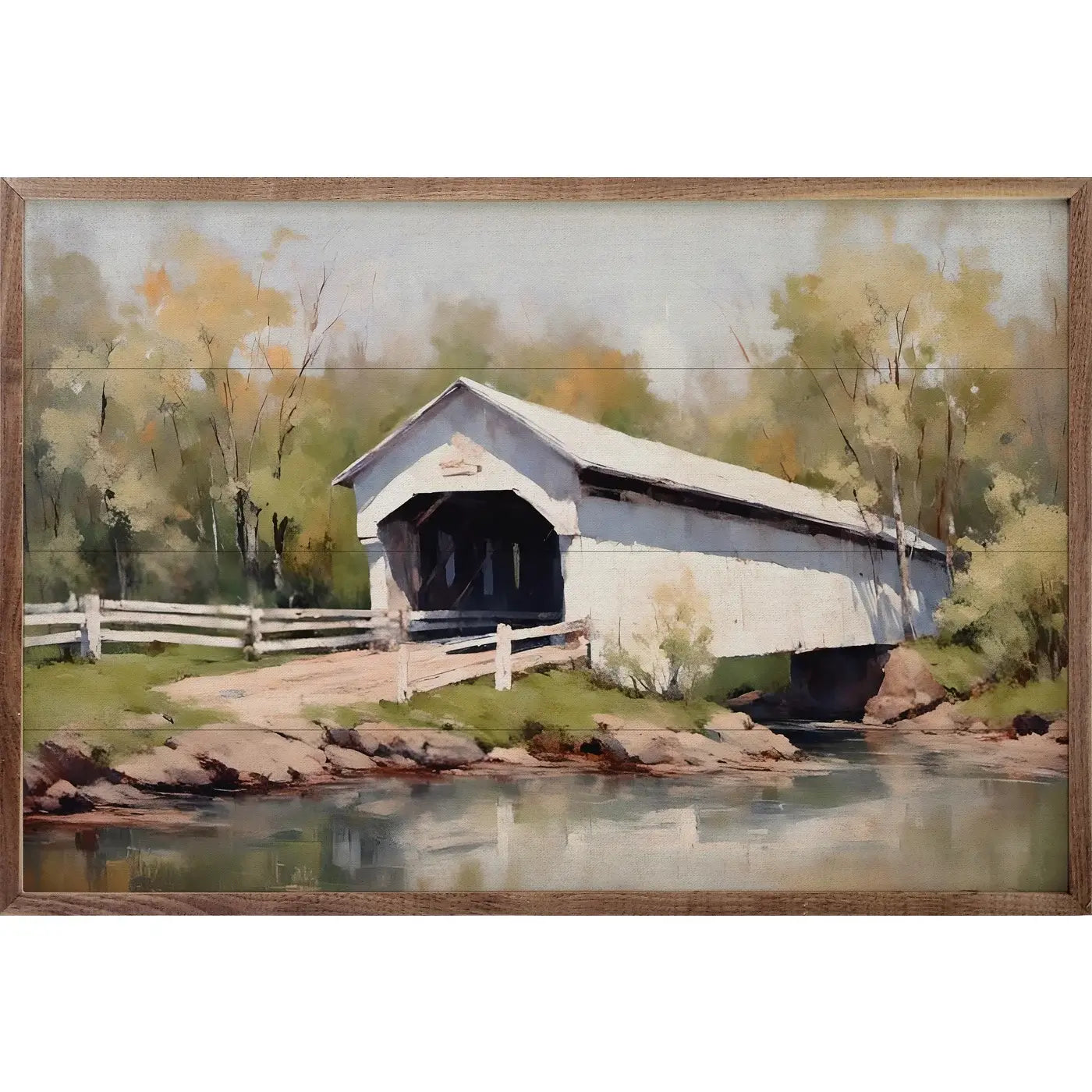 White Bridge Wood Framed Print