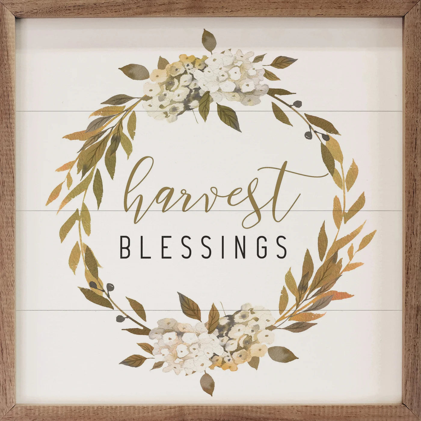 Harvest Blessings Wreath Wood Framed Print