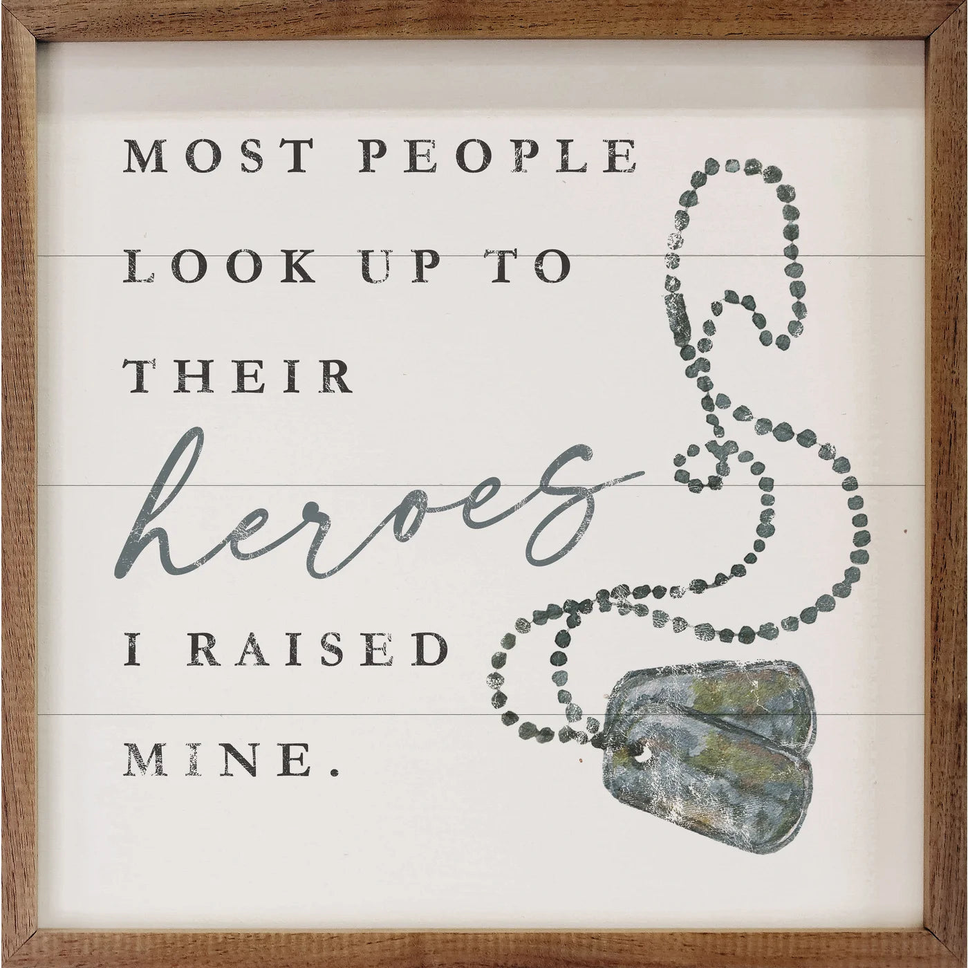 Heroes Dog Tags White Wood Framed Print