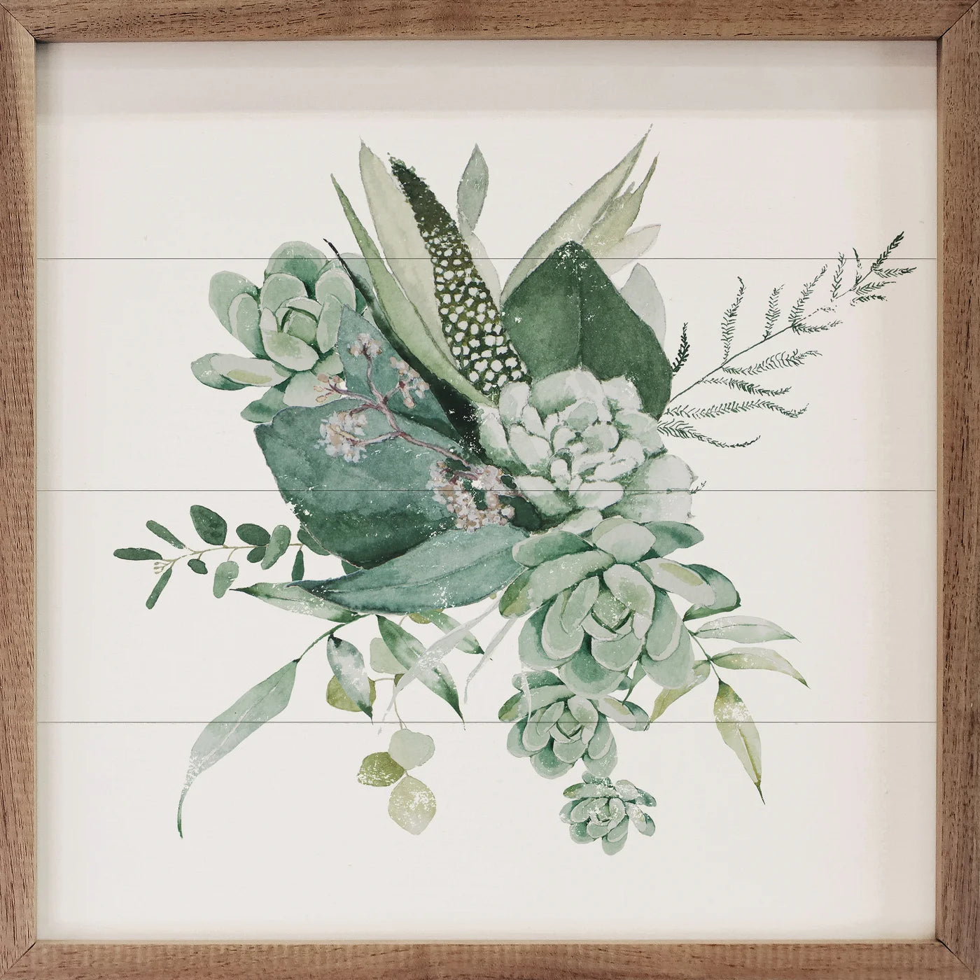 Succulent Bouquet One Wood Framed Print