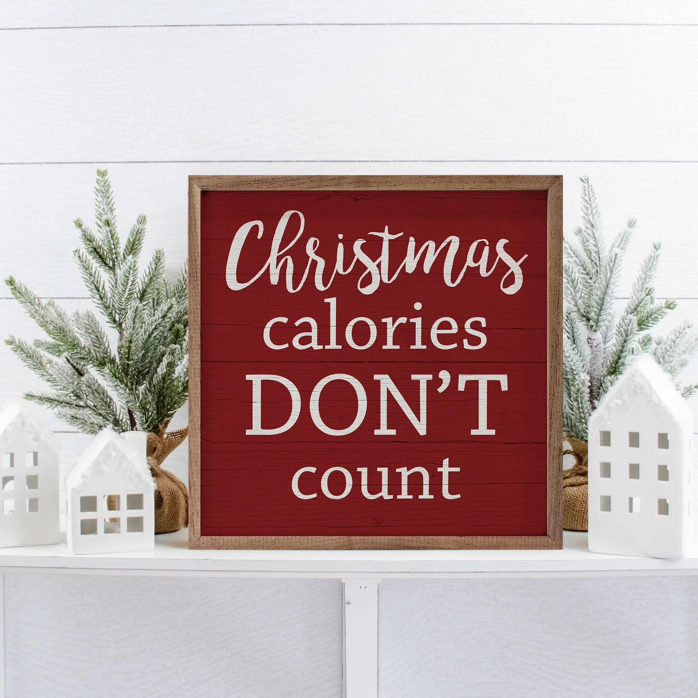 Christmas Calories Don't Wood Framed Print