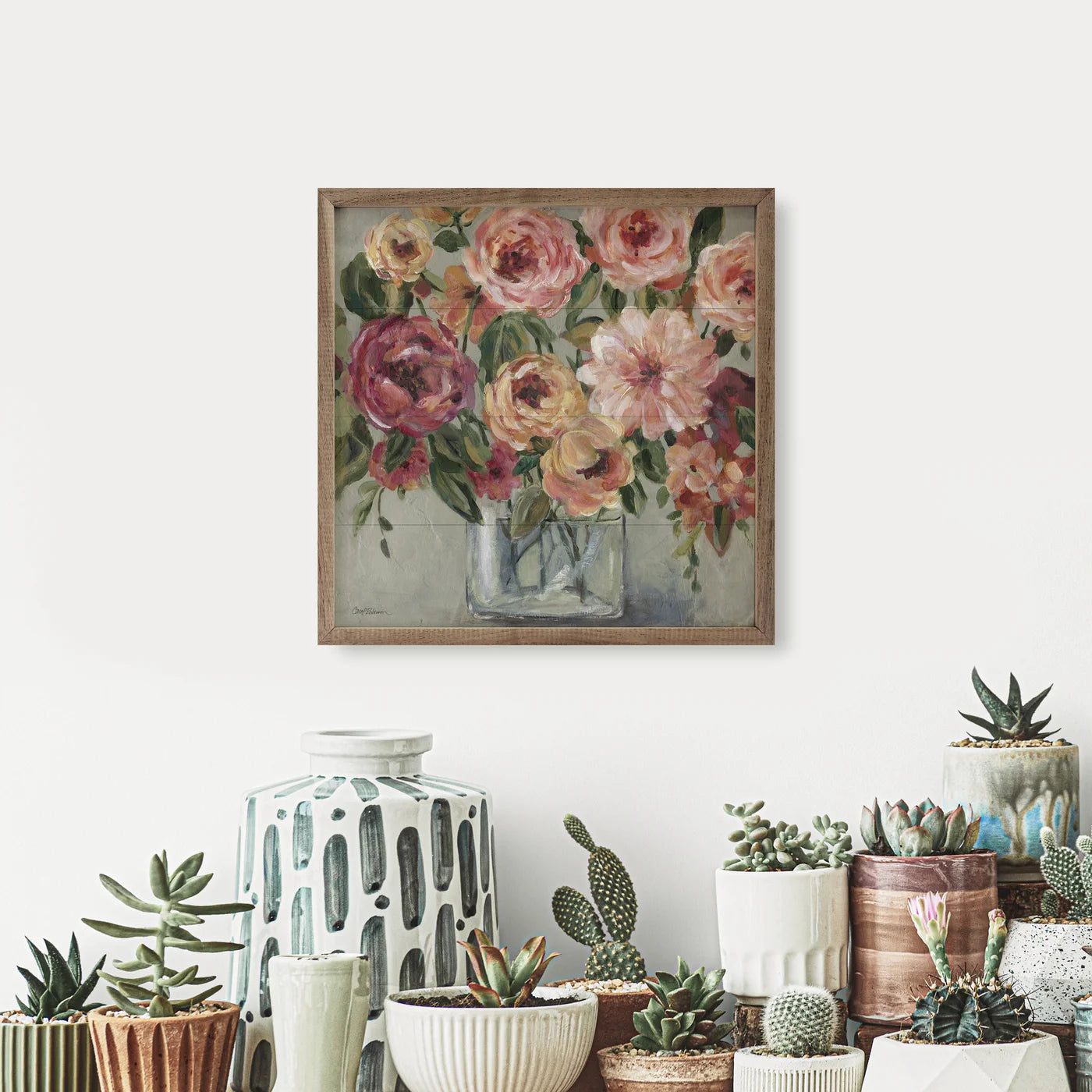 Painterly Bouquet By Carol Robinson Wood Framed Print