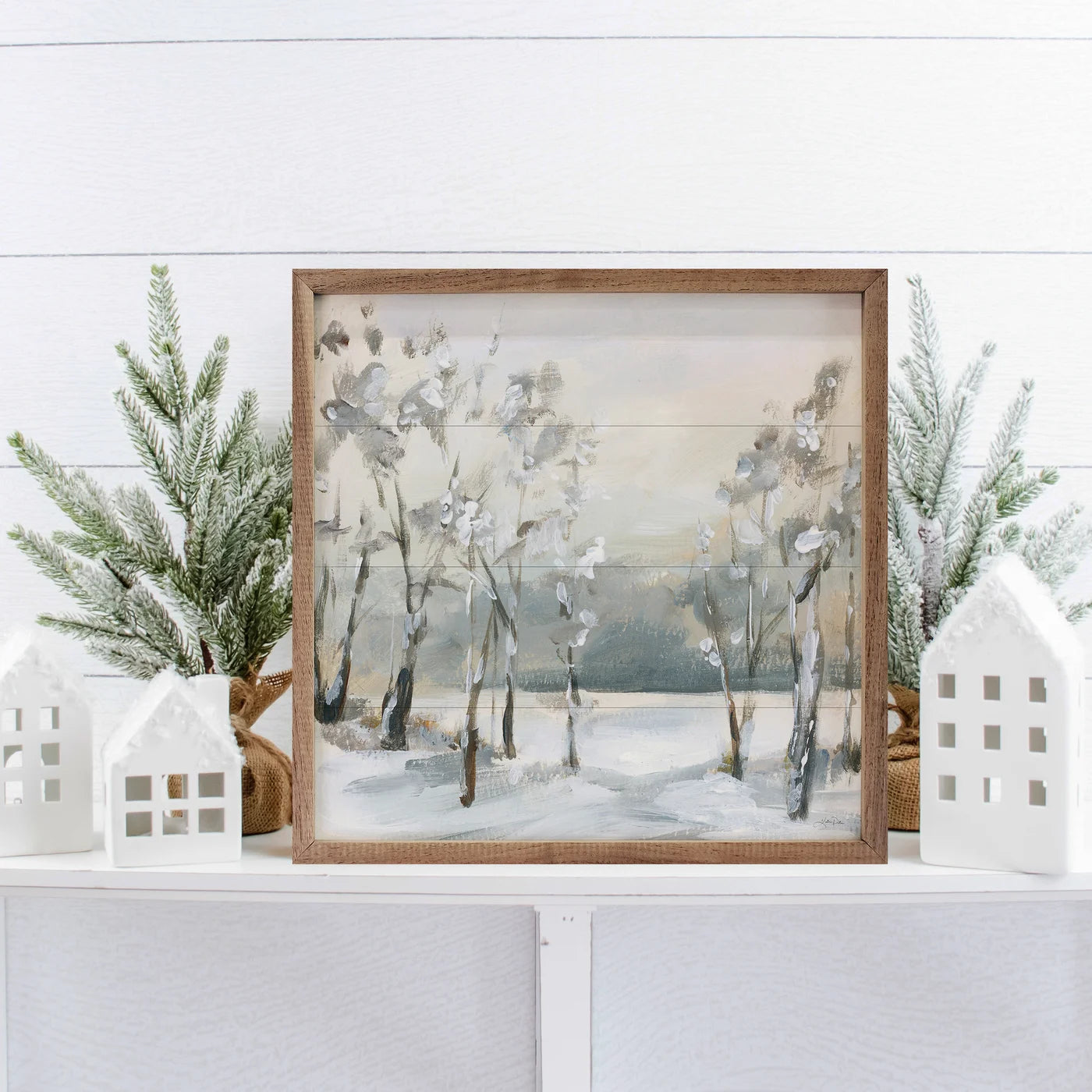 Snowy Winter Trees By Katrina Pete Wood Framed Print