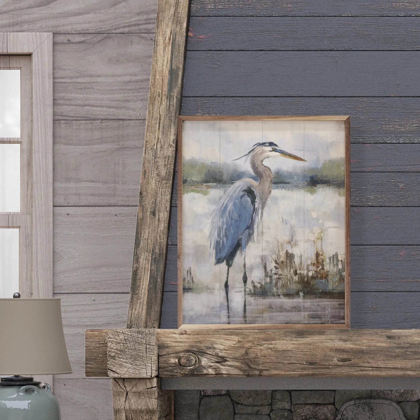 Coastal Heron 2 By Nina Blue Wood Framed Print