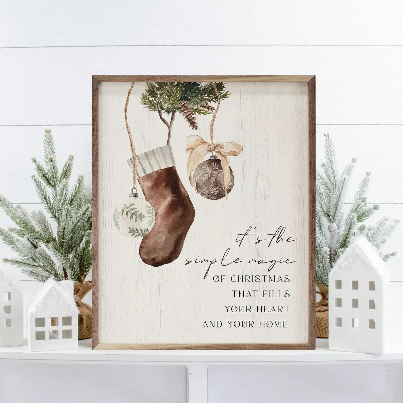 It's The Simple Magic Stocking Ornament Wood Framed Print