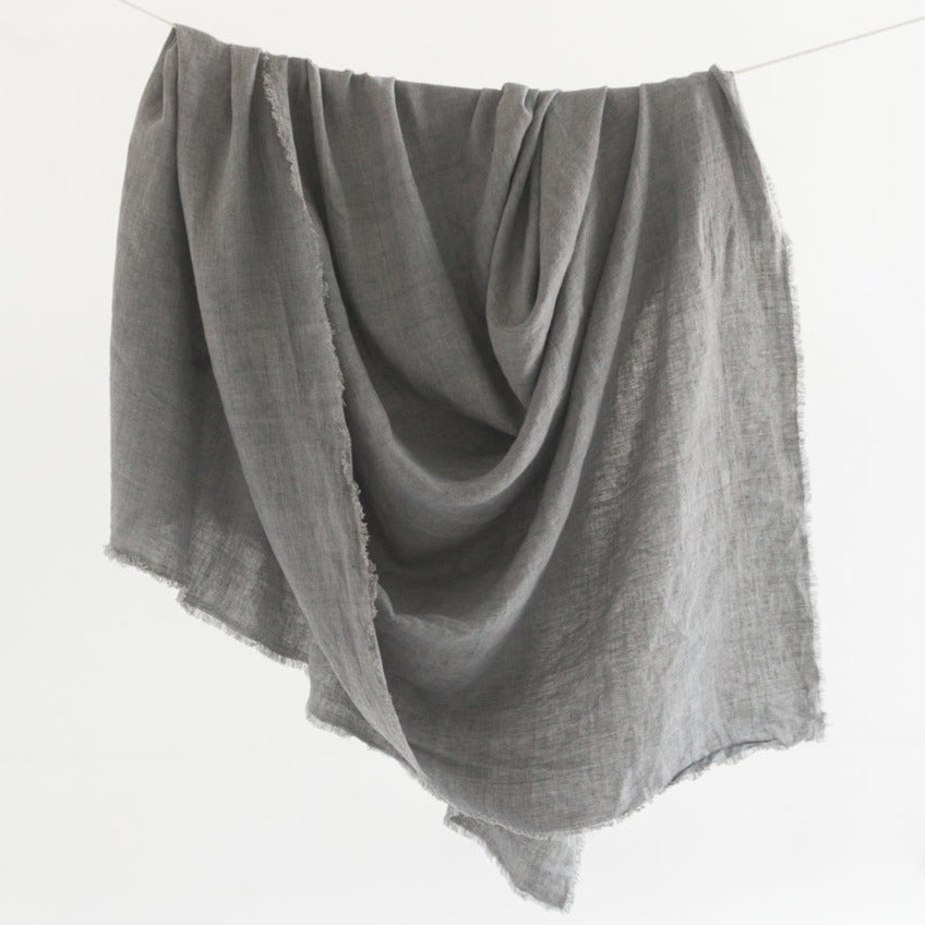 Stone Washed Linen Throw Blanket