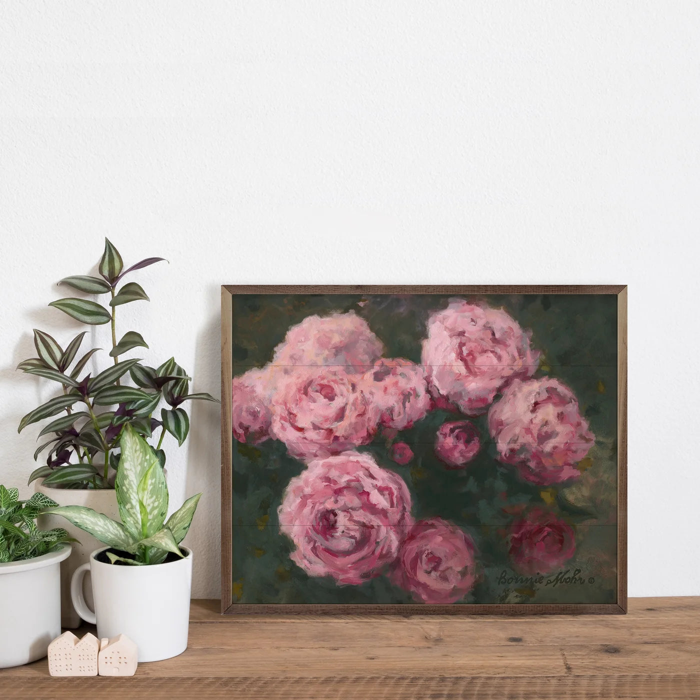 Peonies Magenta By Bonnie Mohr Wood Framed Print