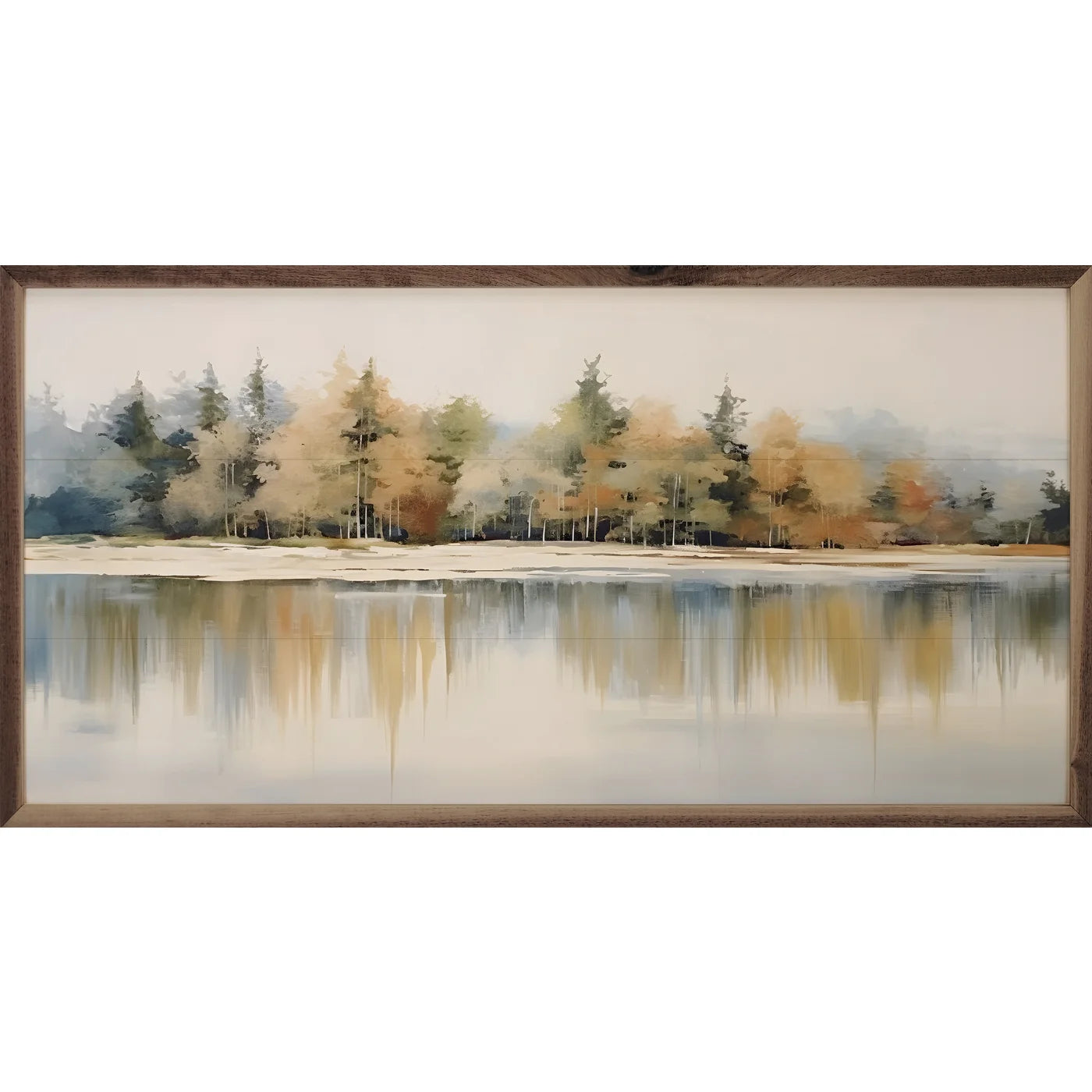 Lakeshore Trees Wood Framed Print