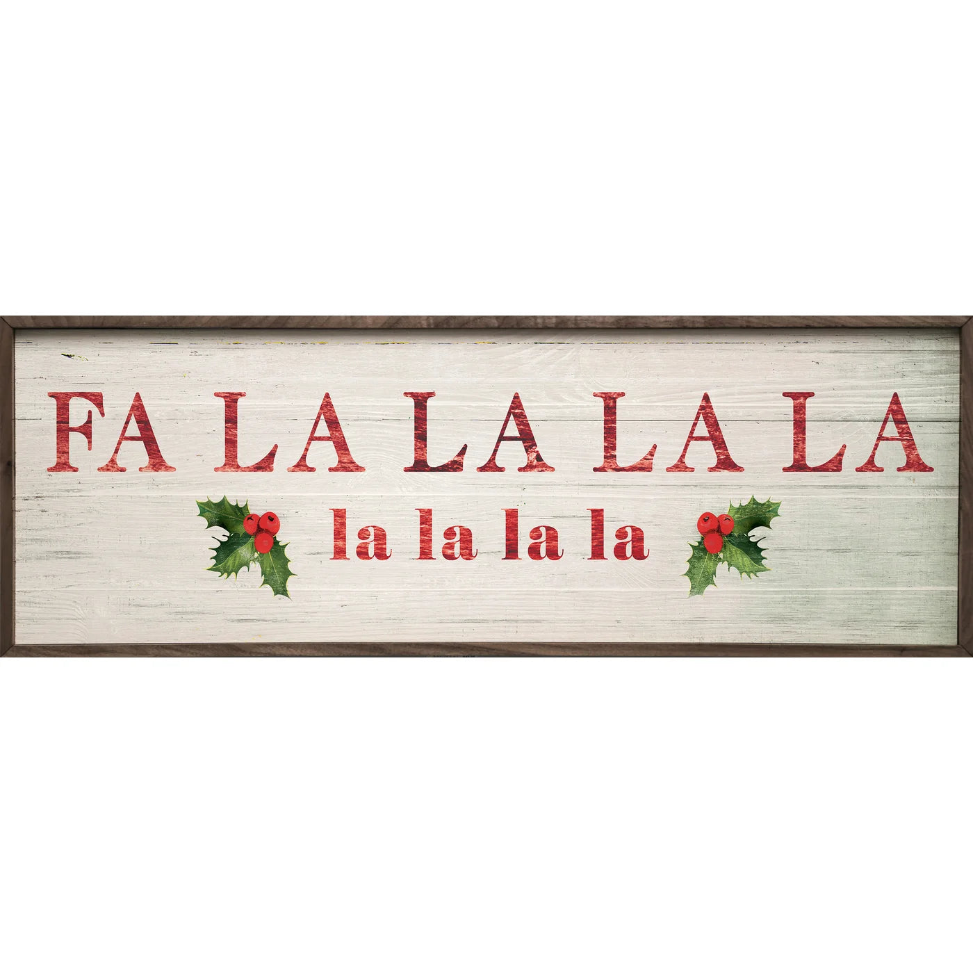 Fa La La La La Greenery Wood Framed Print