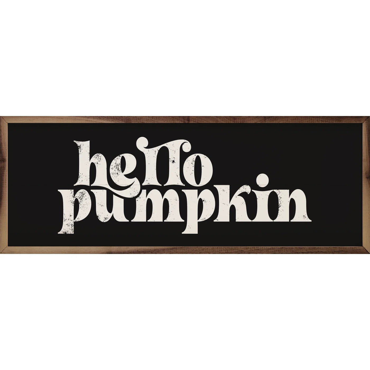 Retro Hello Pumpkin Wood Framed Print