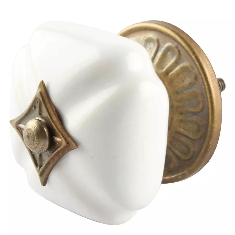 White Square Ceramic Knob