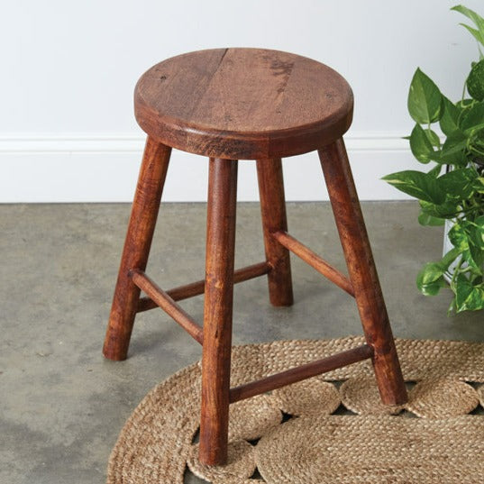 Vintage Style Polished Wood Stool