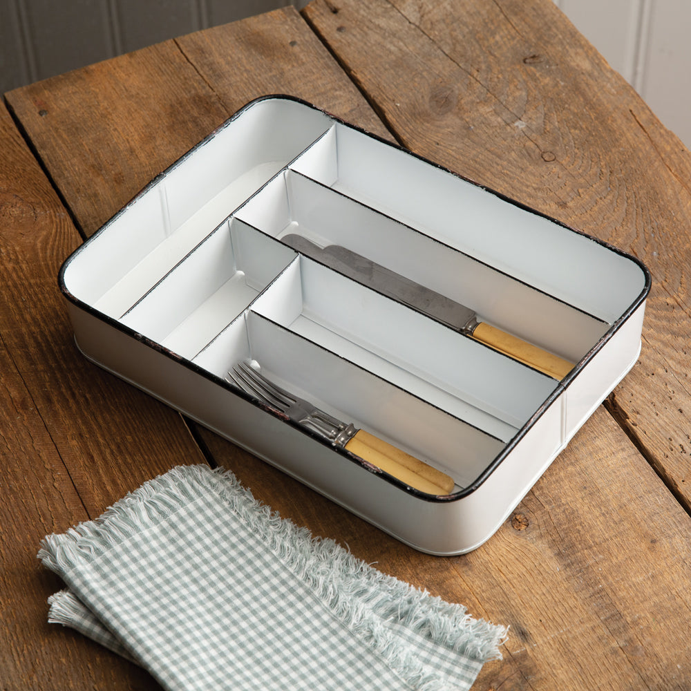 Farmhouse Enamel Cutlery Tray