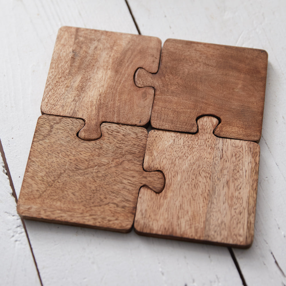 Wood Puzzle Coasters S/4