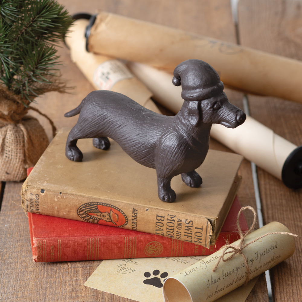 Cast Iron Holiday Dachshund