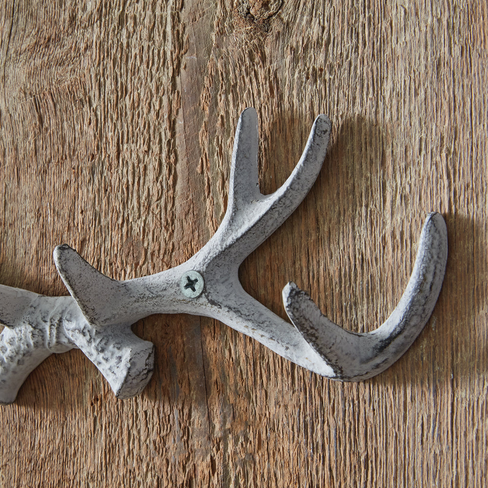White Cast Iron Antlers Hook