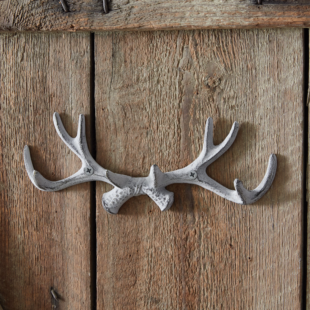 White Cast Iron Antlers Hook