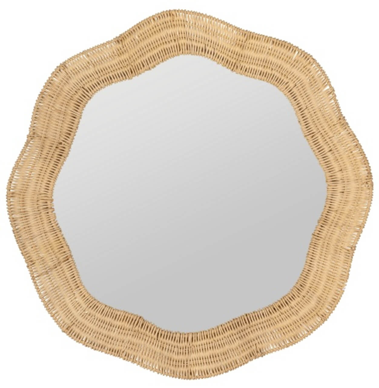 Scalloped Linden Round Wall Mirror