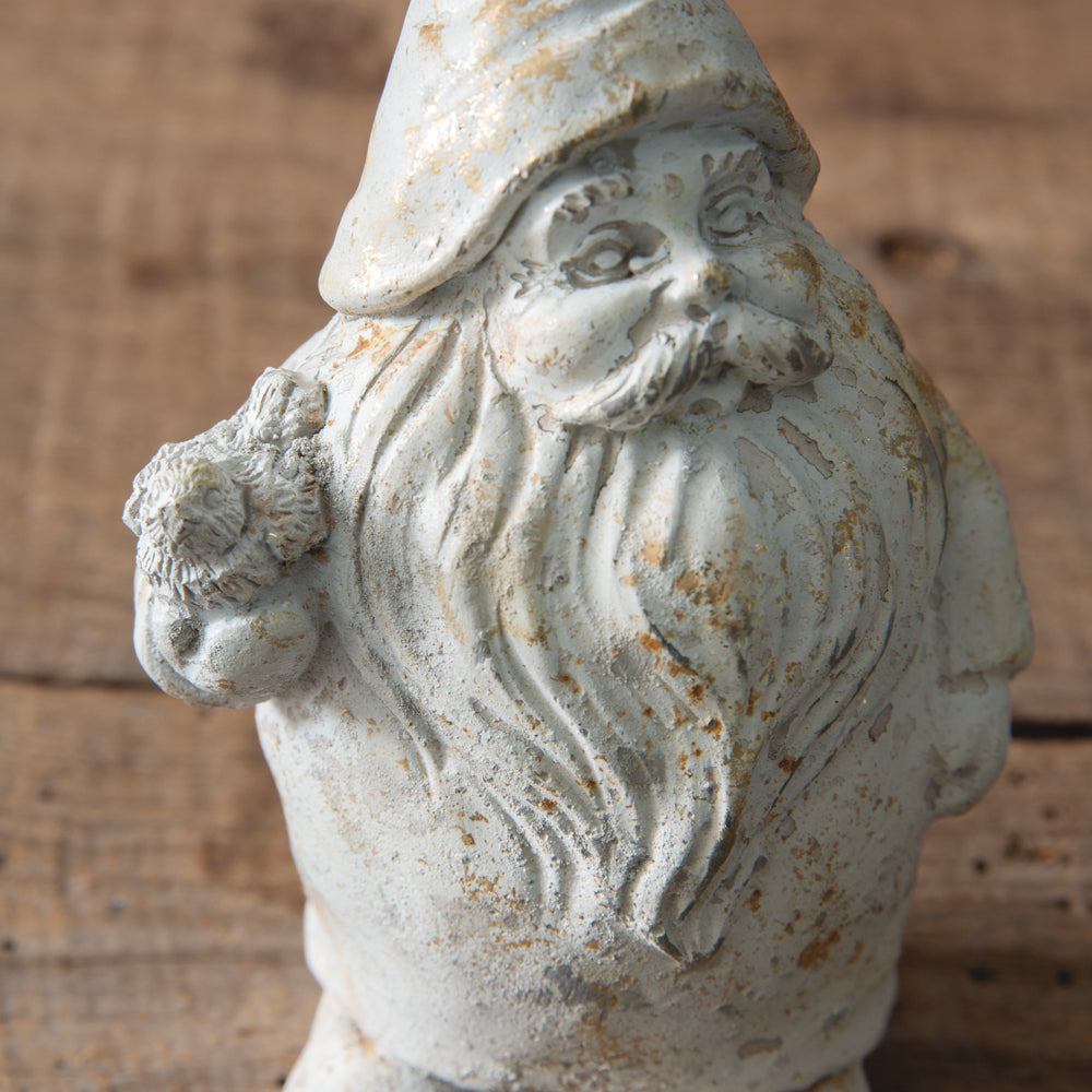 Santa Gnome With Bird Figurine