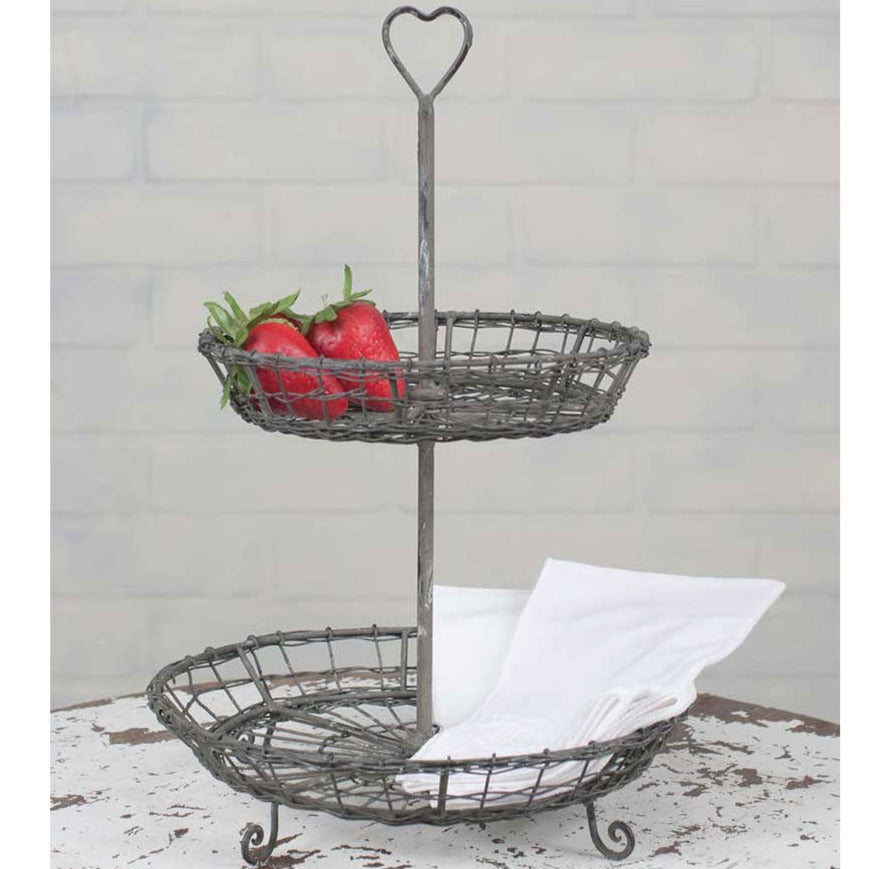 Wire Heart Two Tier Serving Stand