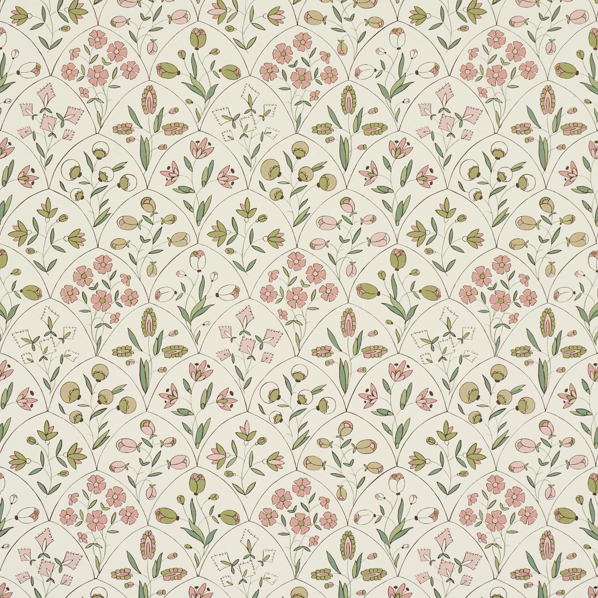 Schumacher Frances Scallop Floral Wallpaper