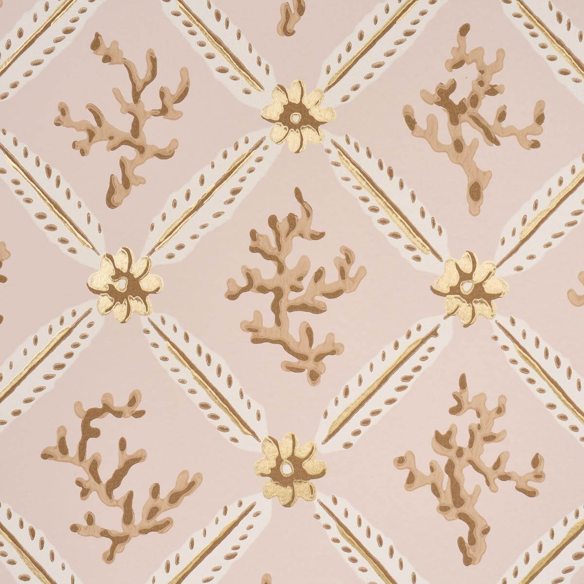 Corail Leaf Trellis Wallpaper