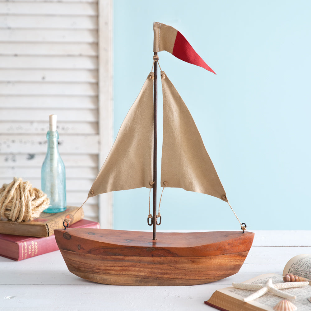 Handcrafted Sailboat Sculpture