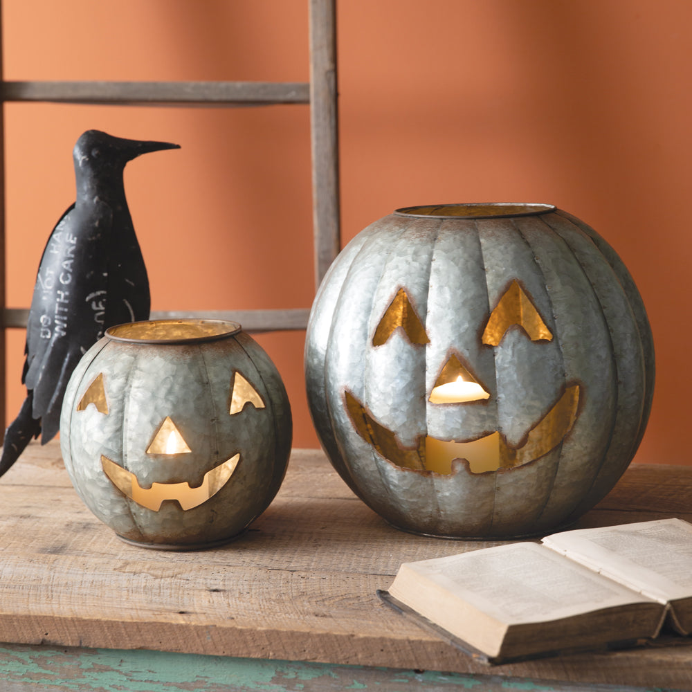 Galvanized Pumpkin Luminary Set