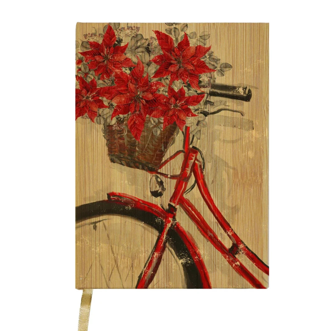 Christmas Bike With Poinsettia Journal