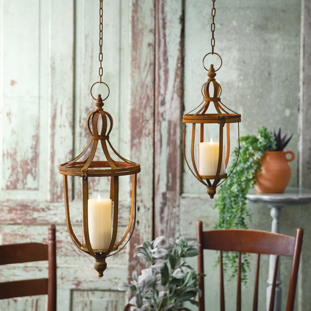 Rustic Finial Lantern Set