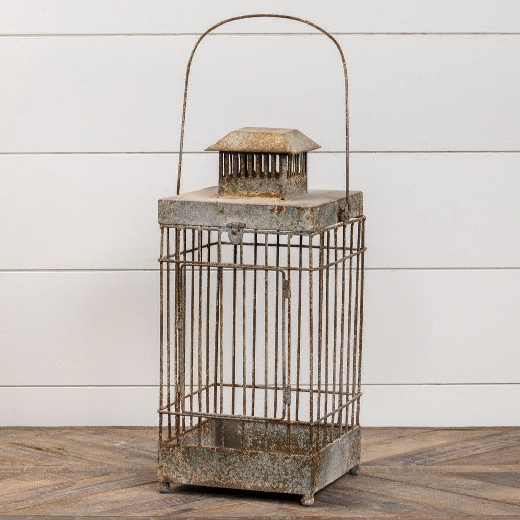 Rusty Square Wire Lantern