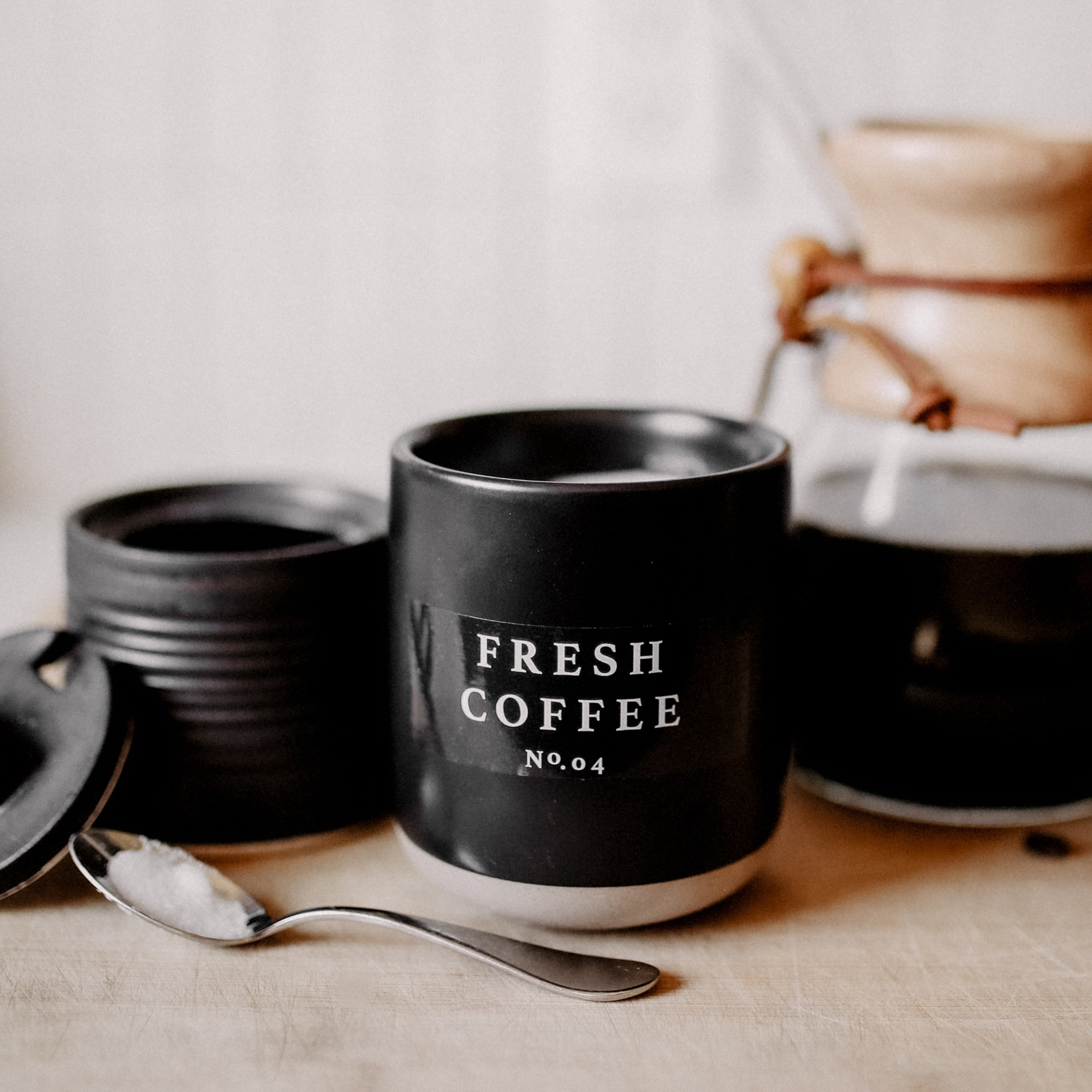 Fresh Coffee Black Stoneware Candle