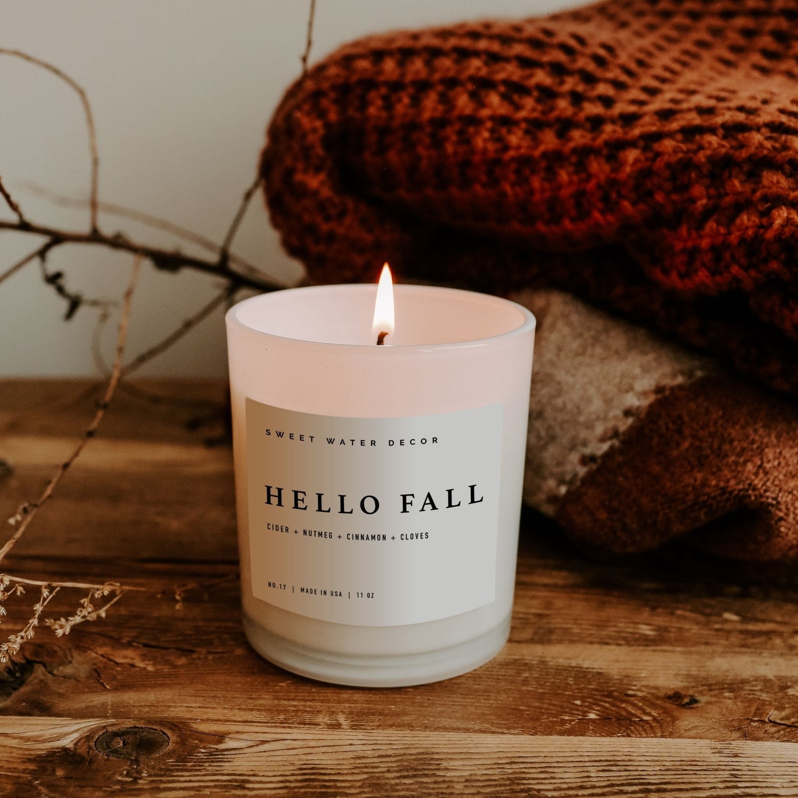 Hello Fall White Jar Candle