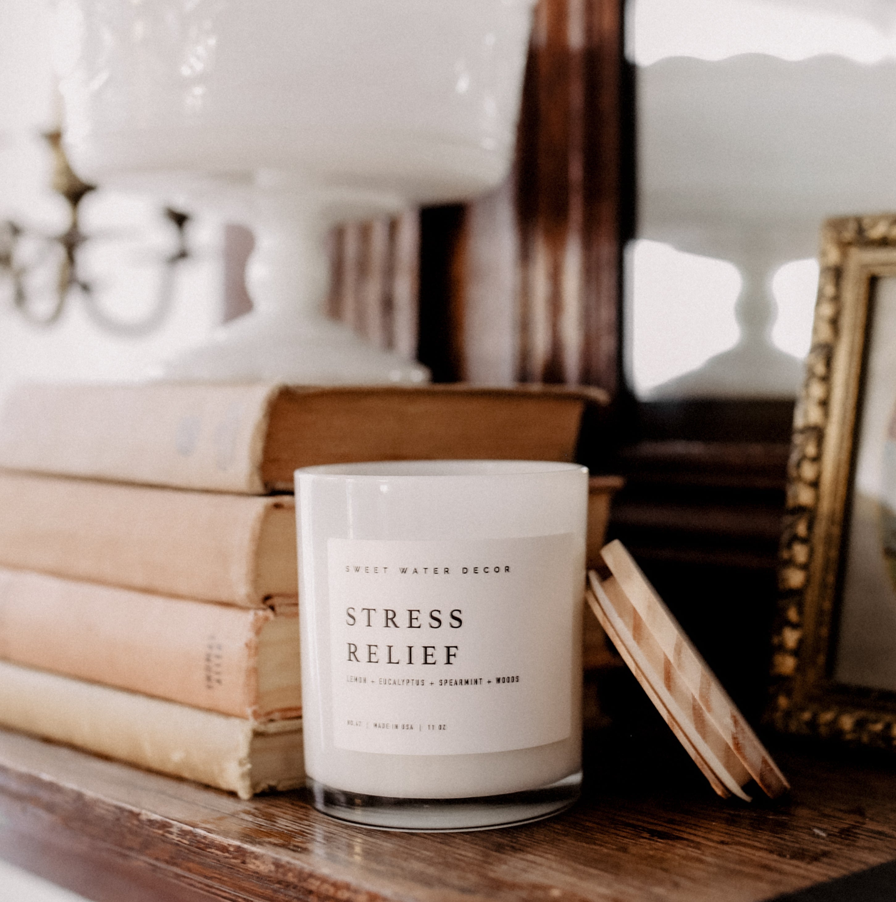 Stress Relief White Jar Candle