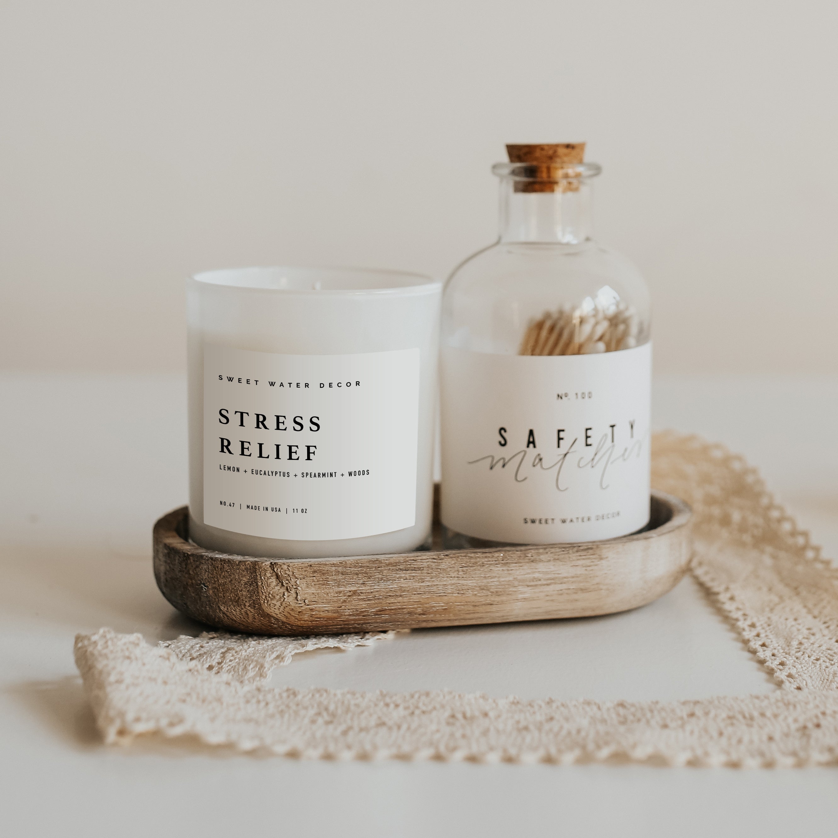 Stress Relief White Jar Candle