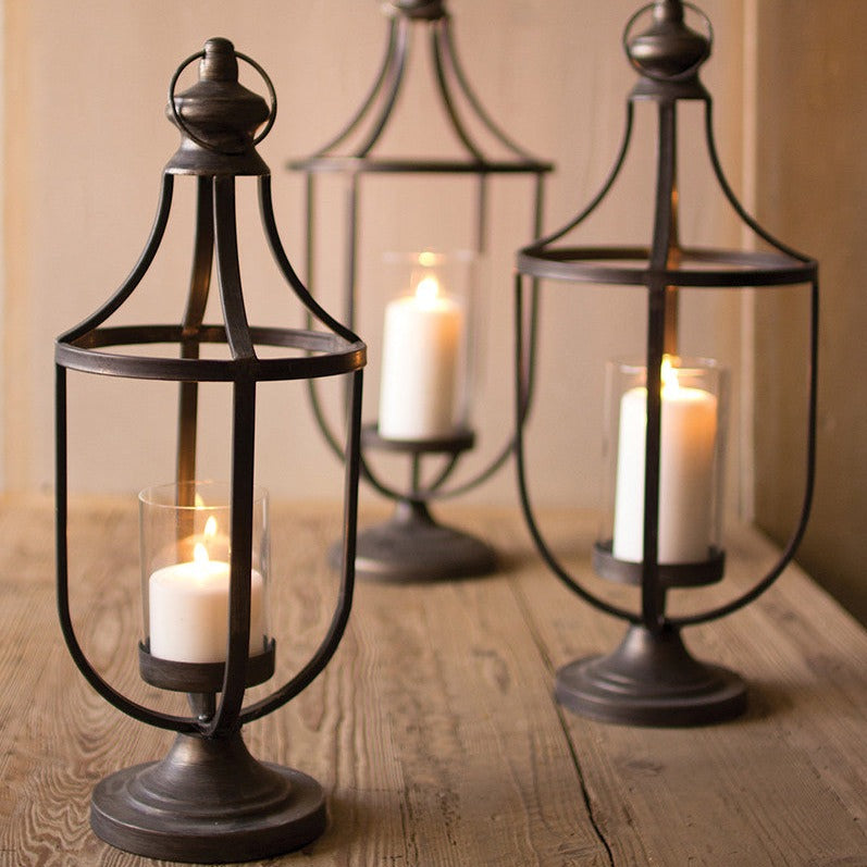 Open Lantern With Glass Insert Set