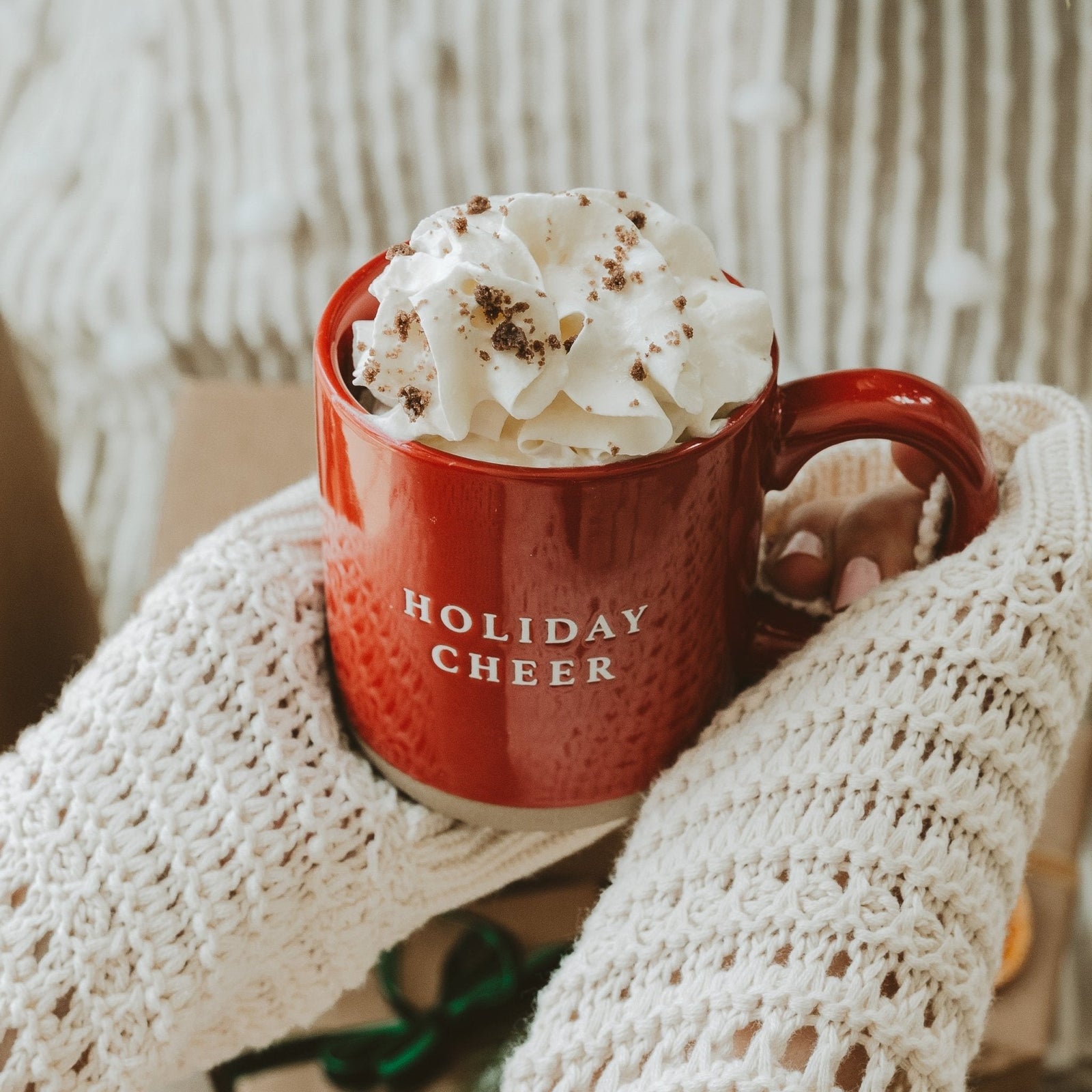 Holiday Cheer Red Stoneware Coffee Mug