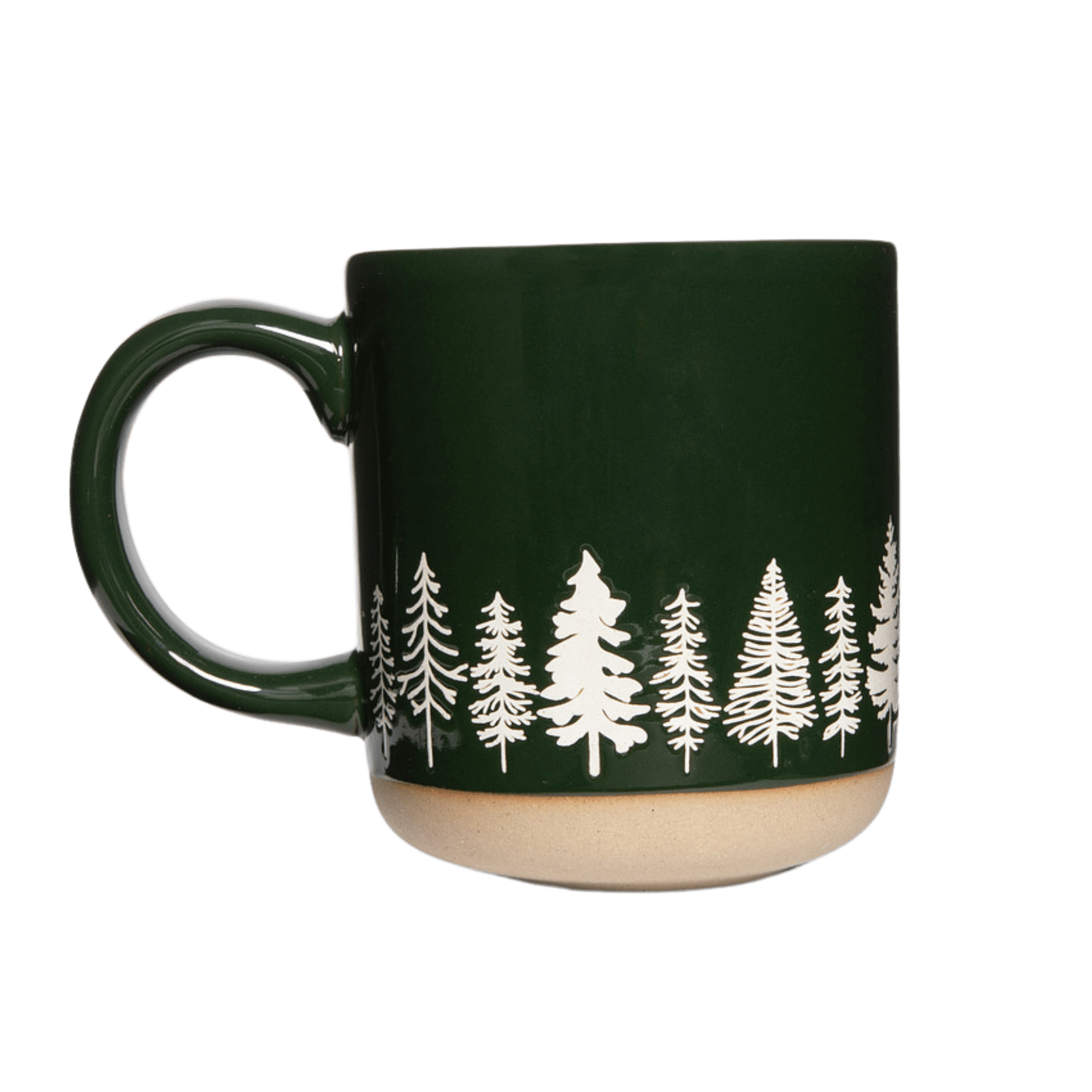 Pine Trees Green Stoneware Coffee Mug