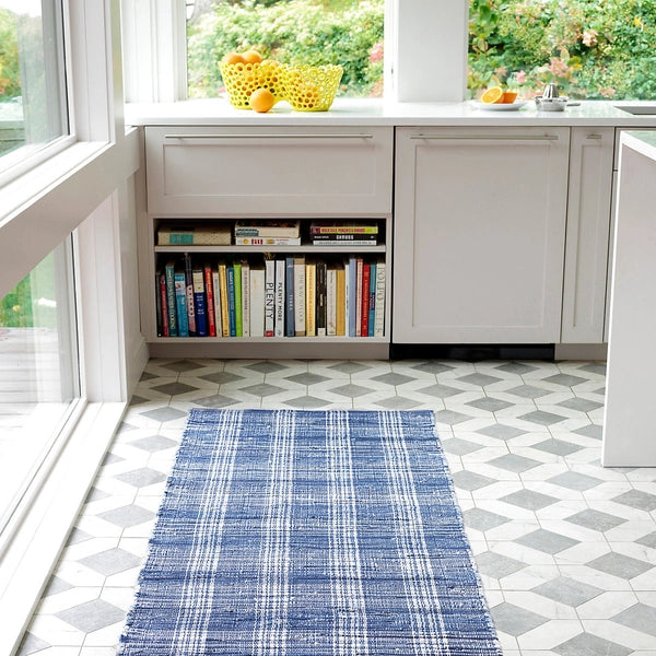 Dash & Albert Denim Plaid Handwoven Cotton Rug