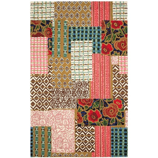 Dash & Albert Elm Patchwork Multi Hand Micro Hooked Wool Rug