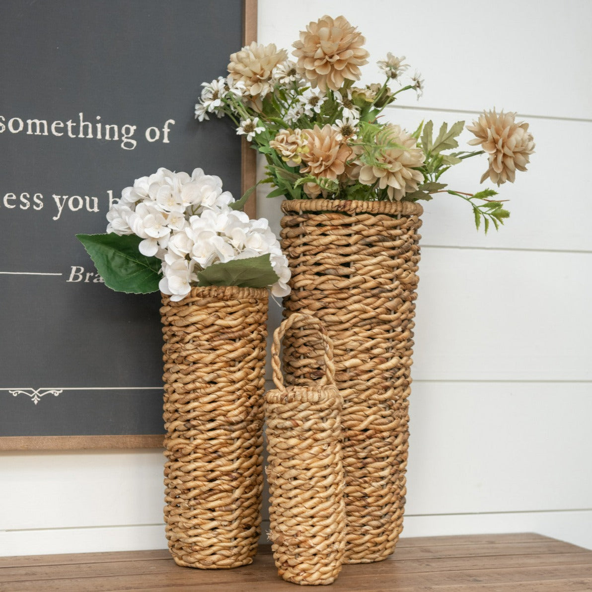 Tan Grass Wall Basket Set