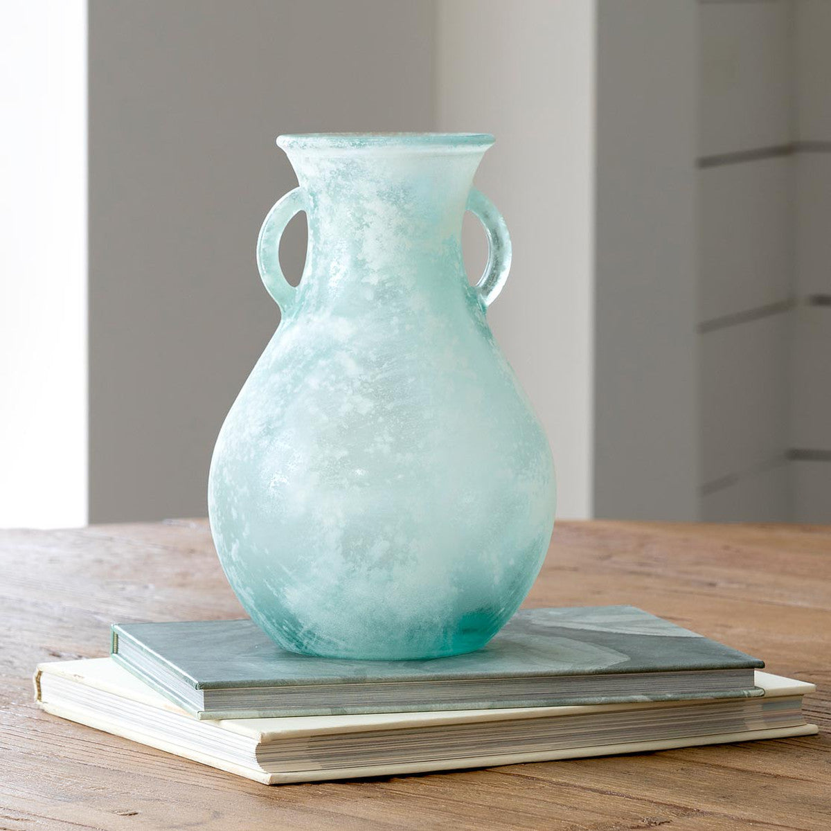 Seafoam Glass Vase With Handles