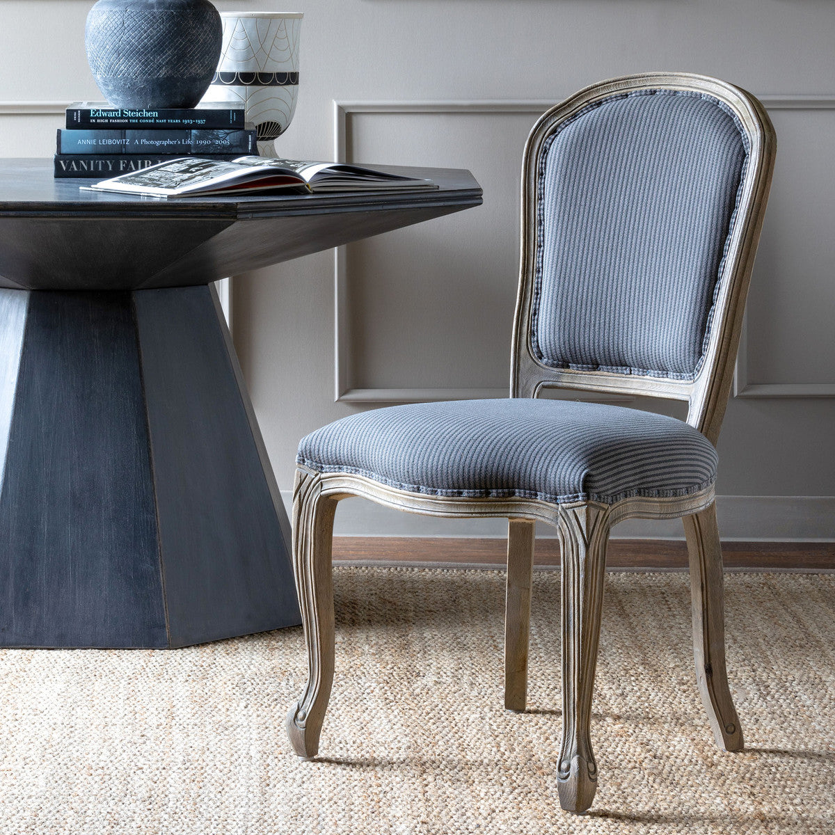 Grey Stripe Dining Chair