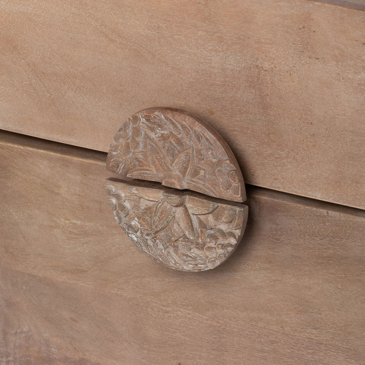 Rosette Hand Carved Wooden Side Table