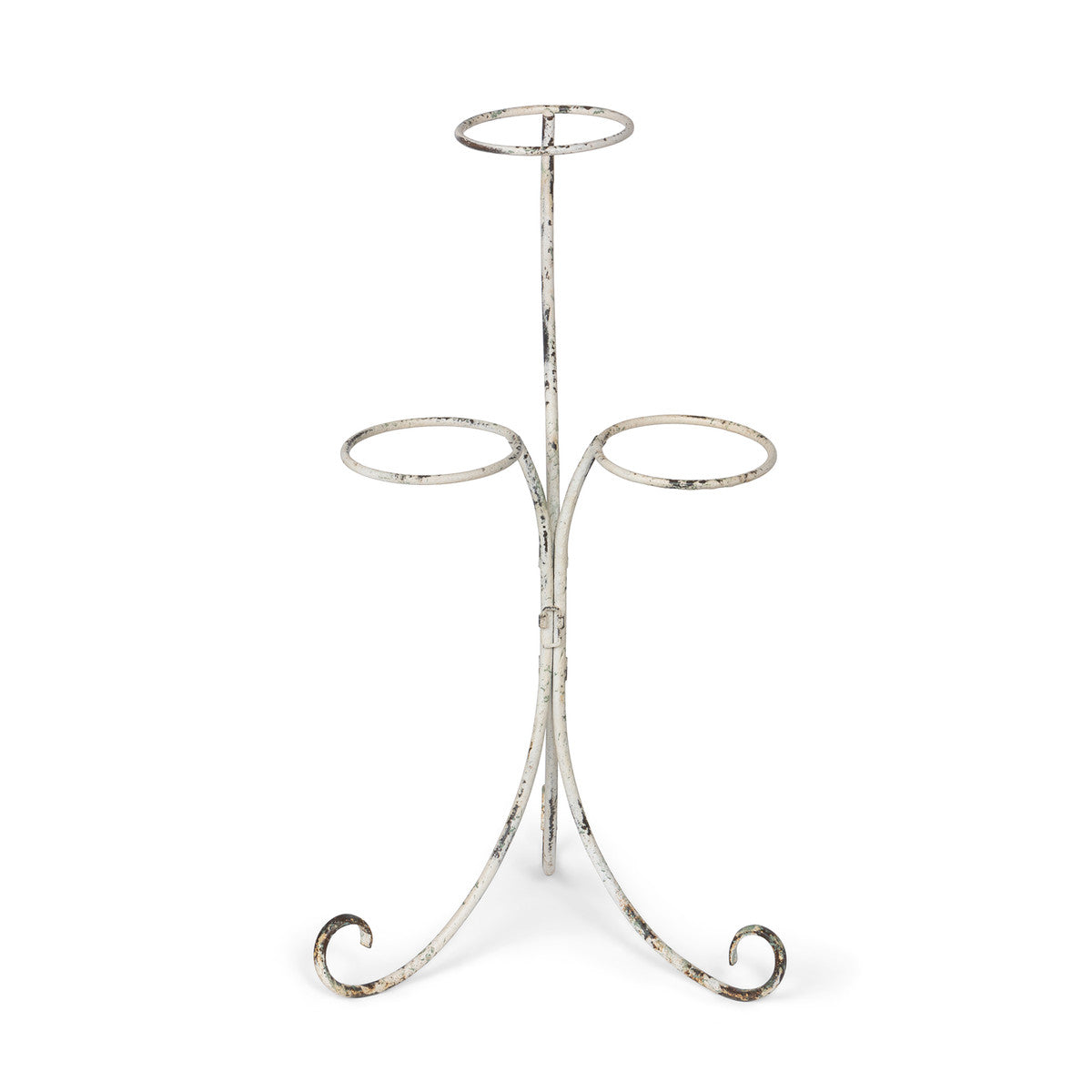 White Iron Tiered Standing Pot Rack