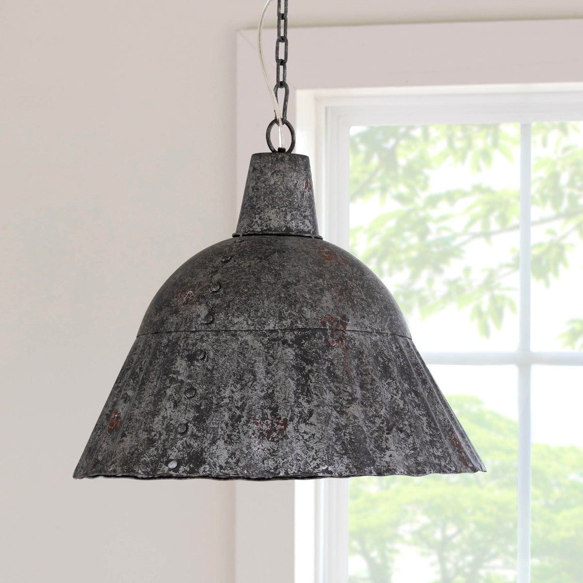 Fluted Galvanized Pendant Light