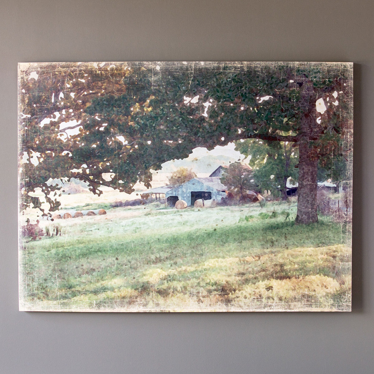 Distressed Watercolor Canvas Barn Print