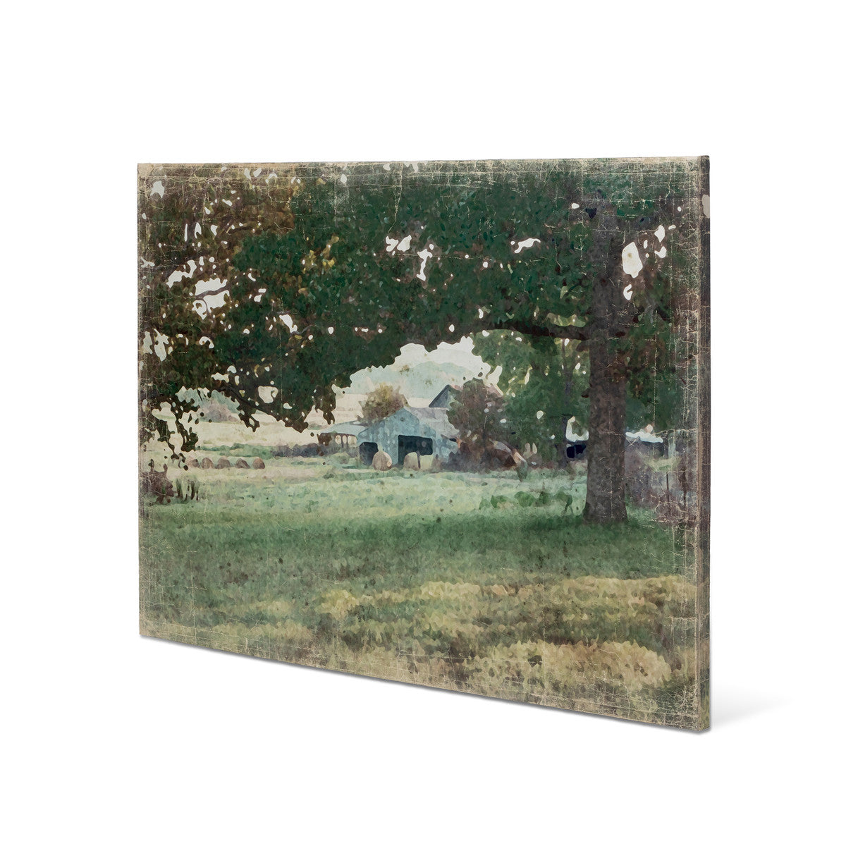 Distressed Watercolor Canvas Barn Print